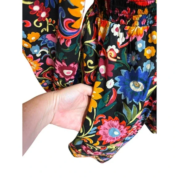 Boden Smocked Bodice Mini Dress Long Sleeve Gardenia Pop Balloon Sleeve - 2 - Picture 6 of 9